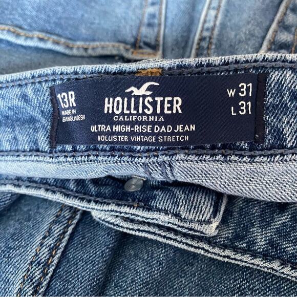 Abercrombie & Fitch Ultra High Rise Dad Jeans Flannel Trim size 31 - Picture 7 of 8